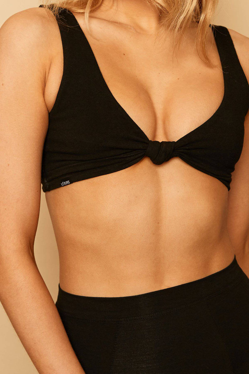 Mila Organic Cotton Triangle Bralette | Black - Souszy - Le Buns