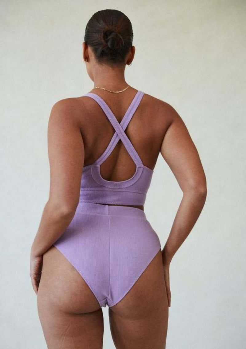 Elle Ribbed Knit Lounge Bra | Lilac